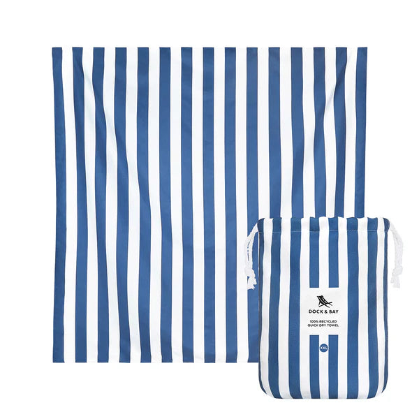 Dock and Bay Quick Dry Towel - Striped - Cabana/Extra Extra Large - Whitsunday Blue