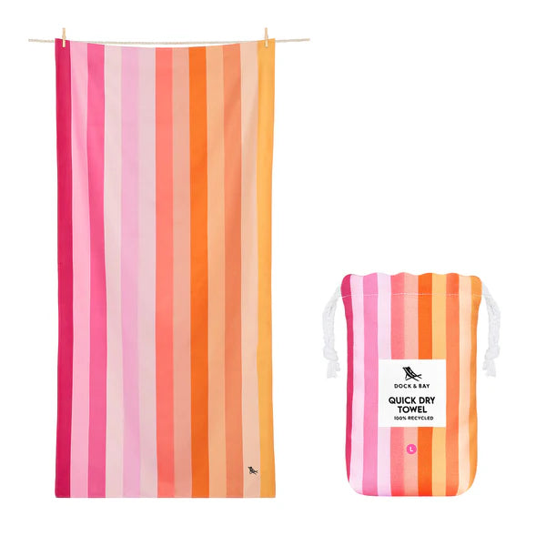 Dock and Bay Quick Dry Towels -Striped -XL- Miami Sorbet