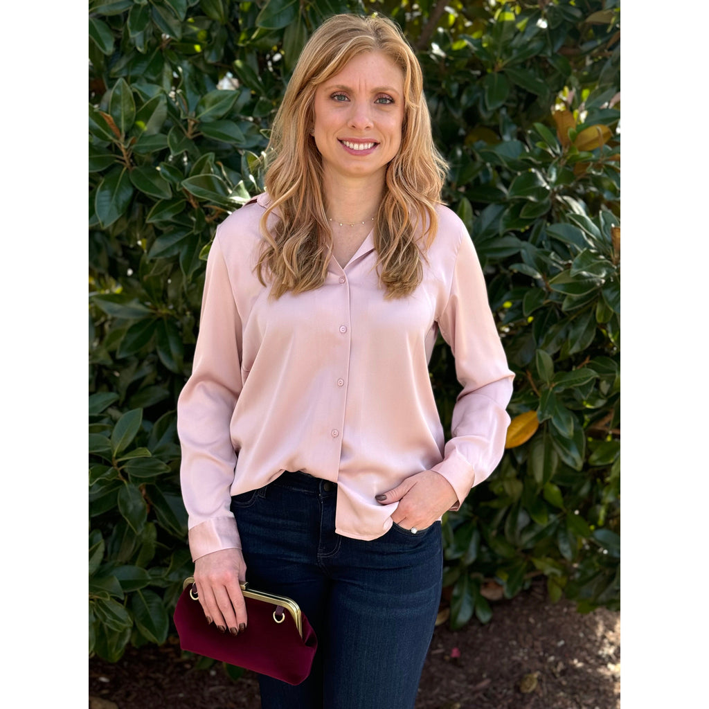 Maureen Button Down Blouse - Dusty Pink