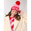 "MERRY" BEANIE WITH PEARLS,PINK