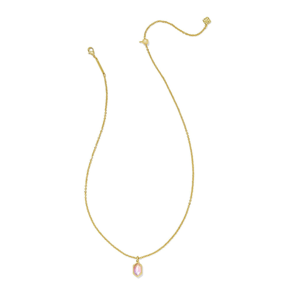 KENDRA SCOTT HALLIE SHORT PENDANT NECKLACE GOLD SUNRISE WATERCOLOR ILLUSION