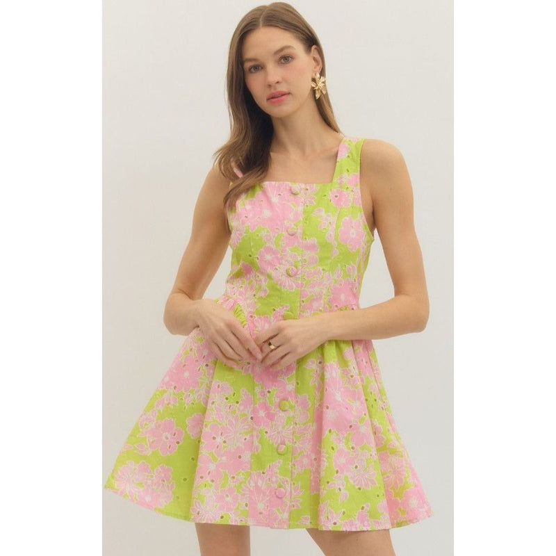 floral eyelet mini dress Ellen Floral Eyelet Sleeveless Mini Dress