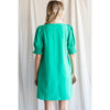 Denise Solid Side Pockets Dress - Emerald