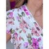 Emily Floral Flutter Sleeve Top - Ivory/Multi