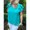 Emmy Double Flutter Sleeve Top - Jade