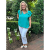 Emmy Double Flutter Sleeve Top - Jade