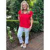Emmy Double Flutter Sleeve Top - Red
