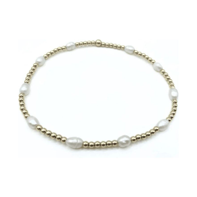 Erin Gray Petite Patterned Rice Pearl Bracelet With 14K Gold-Filled Beads