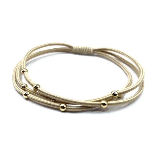 Erin Gray Single Water Pony 3mm Gold Waterproof Hair Band in Beige