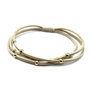 Erin Gray Single Water Pony 3mm Gold Waterproof Hair Band in Beige