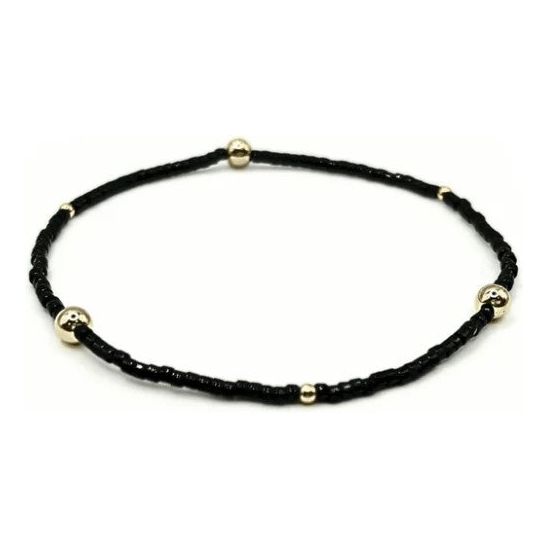 Erin Gray Game Day Gold-Filled & Seed Bead Waterproof Bracelet - Black