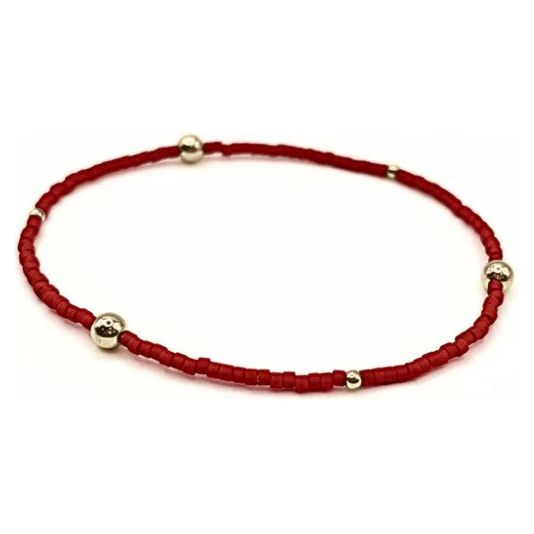 Erin Gray Game Day Gold-Filled & Seed Bead Waterproof Bracelet - Red