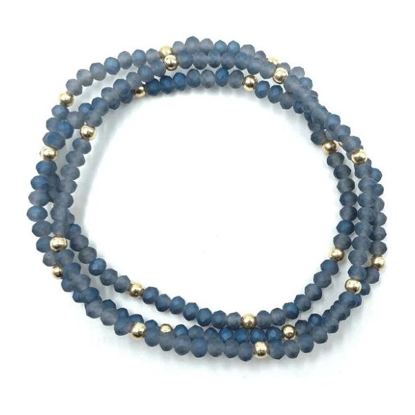 Erin Gray OG Classic Bracelet Stack in Matte Blue & Gold Filled