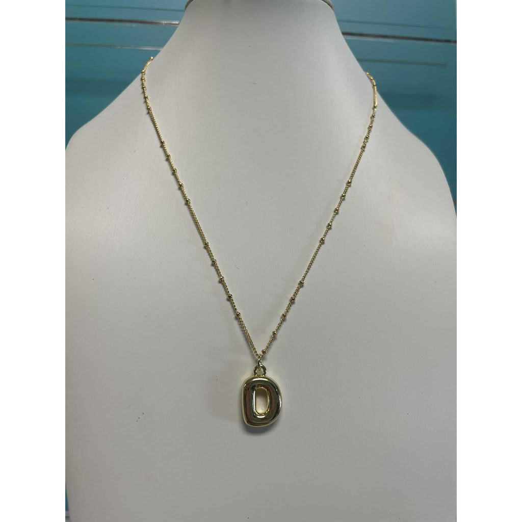 Gold Bubble Initial Necklace - D