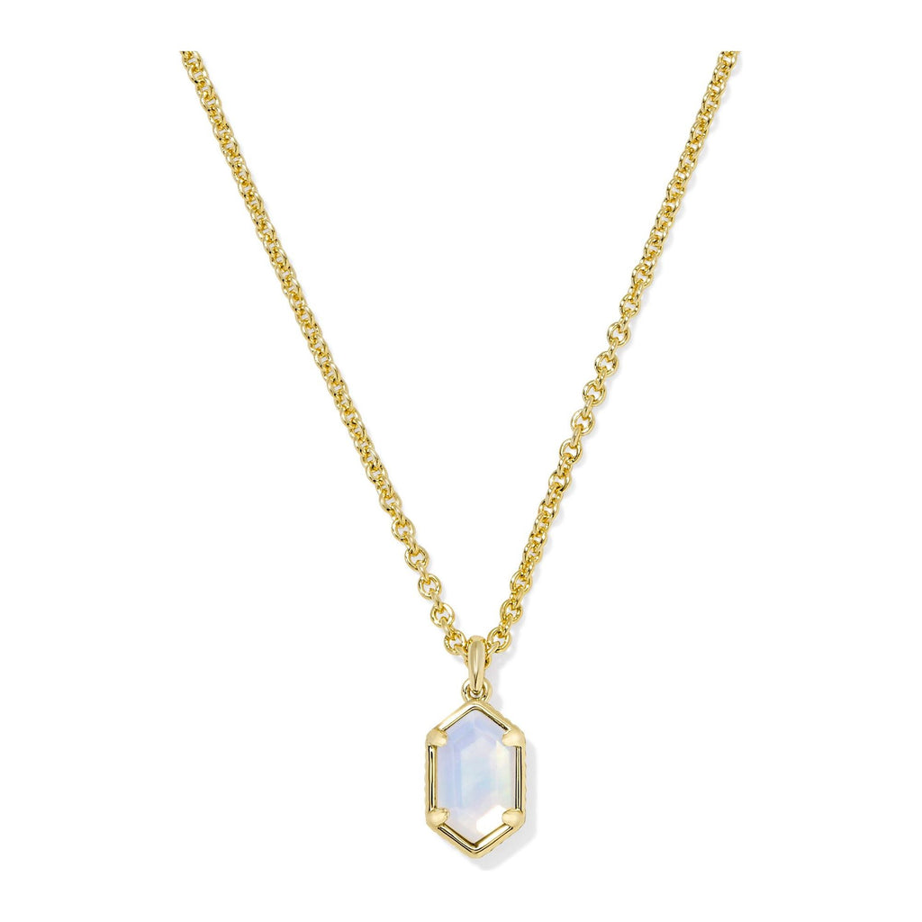 KENDRA SCOTT HALLIE SHORT PENDANT NECKLACE GOLD OPALITE ILLUSION