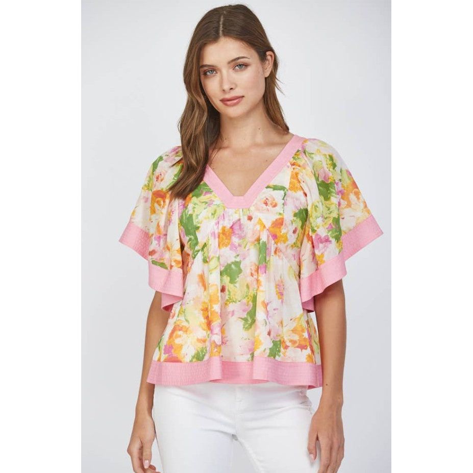 Sunny Floral Babydoll Top - Pink/Cream