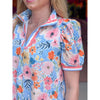 Callie Floral Print High Neck Mini Dress - Pink/Blue