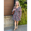 Destiny Floral Print V-Neck Tiered Dress - Black