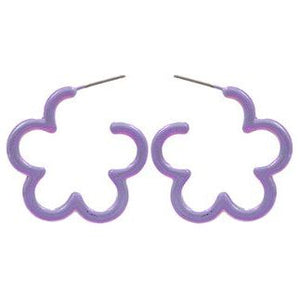 Flower Out Line Coated Earrings - Lavender