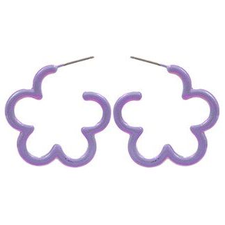 Flower Out Line Coated Earrings - Lavender