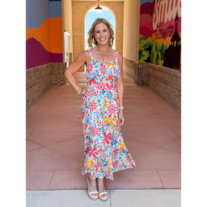 Georgia Ruffle Tiered Floral Maxi Dress - White/Multi