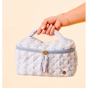 Glam & Go Quilted Cosmetic Bag - Petal Parade Blue