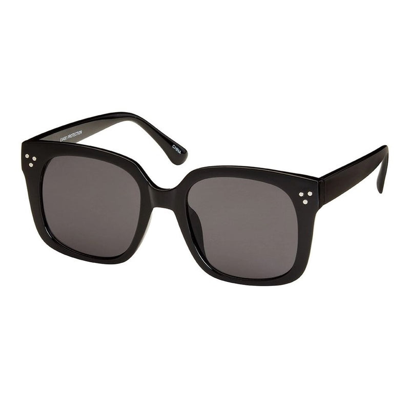 Glam Square Polarized Sunglasses - Black Frames/Smoke Lens