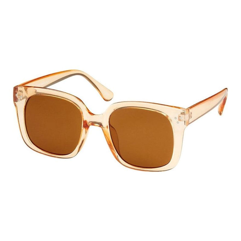 Glam Square Polarized Sunglasses - Clear Rose Frames/Brown Lenses
