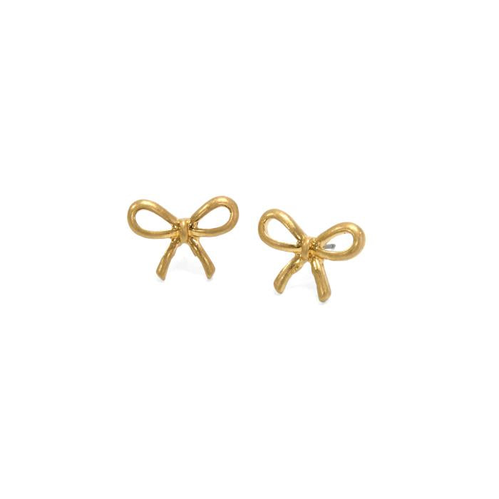 Bow Stud Earrings - Gold