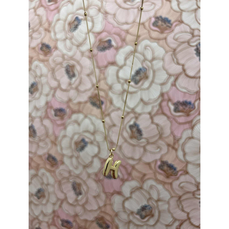 Gold Bubble Initial Necklace - H