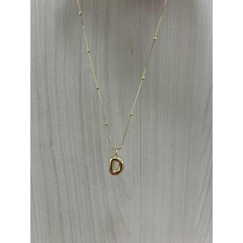 Gold Bubble Initial Necklace - D