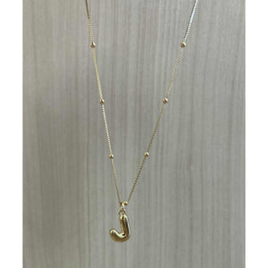 Gold Bubble Initial Necklace - J