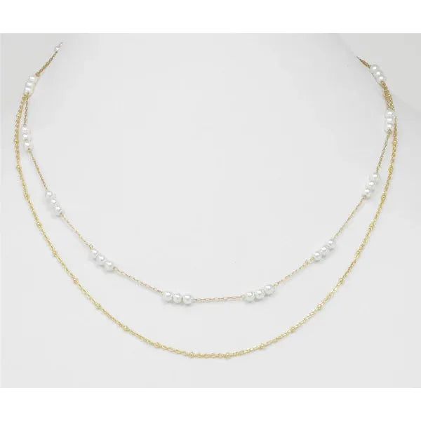 Layered Gold Chain With Dainty Pearls