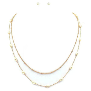 Layered Gold Chain With Pearl Accents Necklace