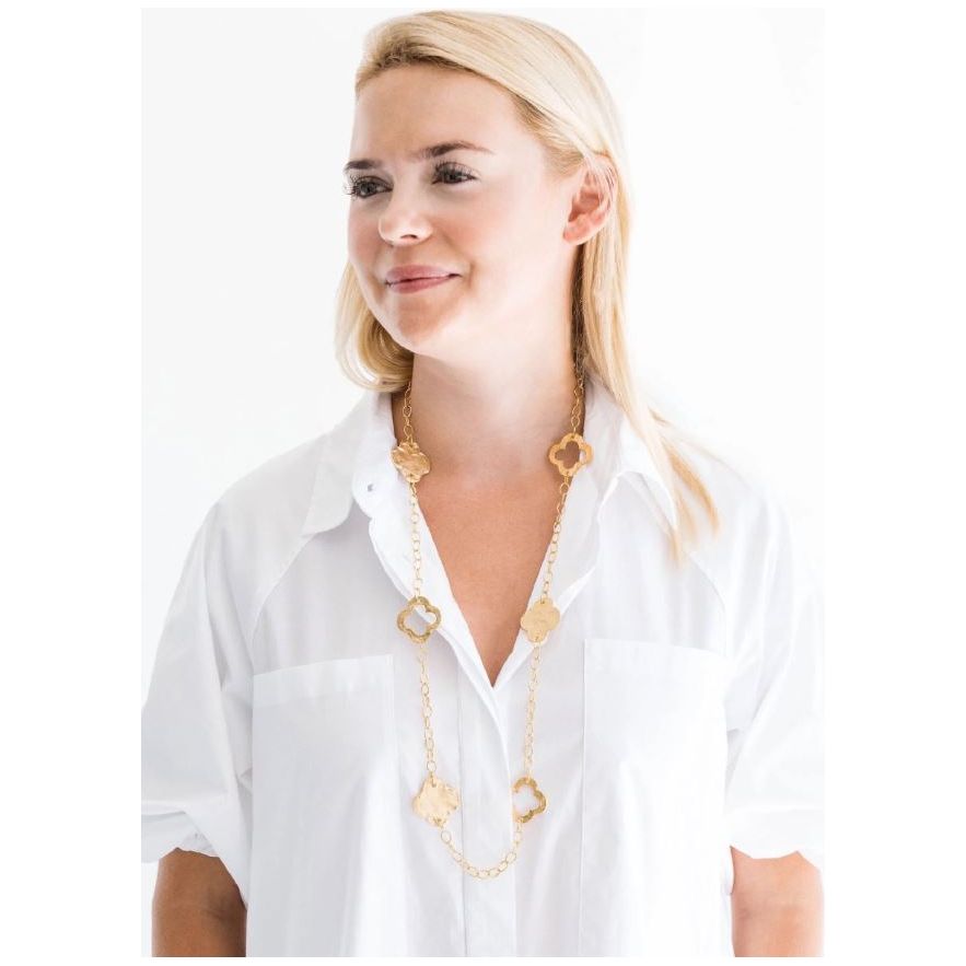 Susan Shaw Gold Clover Chain Necklace
