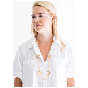 Susan Shaw Gold Clover Chain Necklace