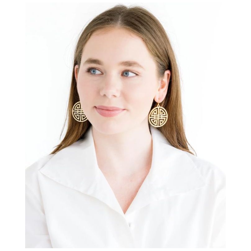 Susan Shaw Gold Medallion Cut Out Earrings