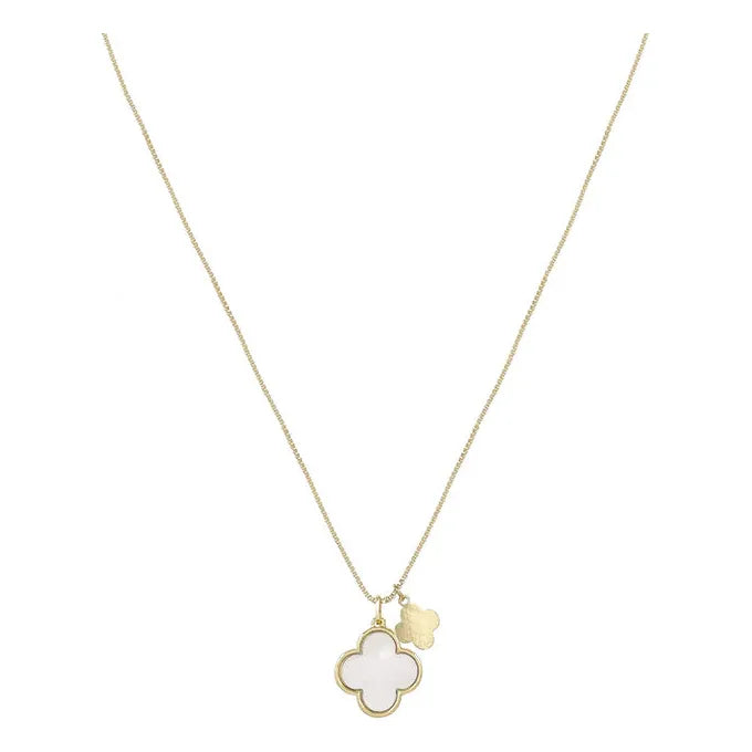 Clover Pendant Necklace - White/Gold