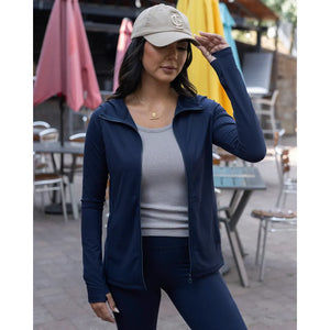 Grace and Lace Best Athletic Zip Up Jacket - Navy