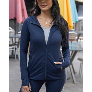 Grace and Lace Best Athletic Zip Up Jacket - Navy