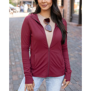 Grace and Lace Best Athletic Zip Up Jacket - Port