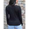 Grace and Lace Modal V-Neck Long Sleeve Tee - Black