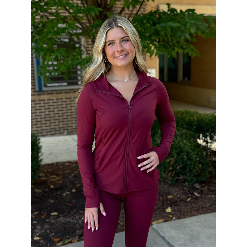 Grace and Lace Best Athletic Zip Up Jacket - Port