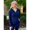 Grace and Lace Best Athletic Zip Up Jacket - Navy