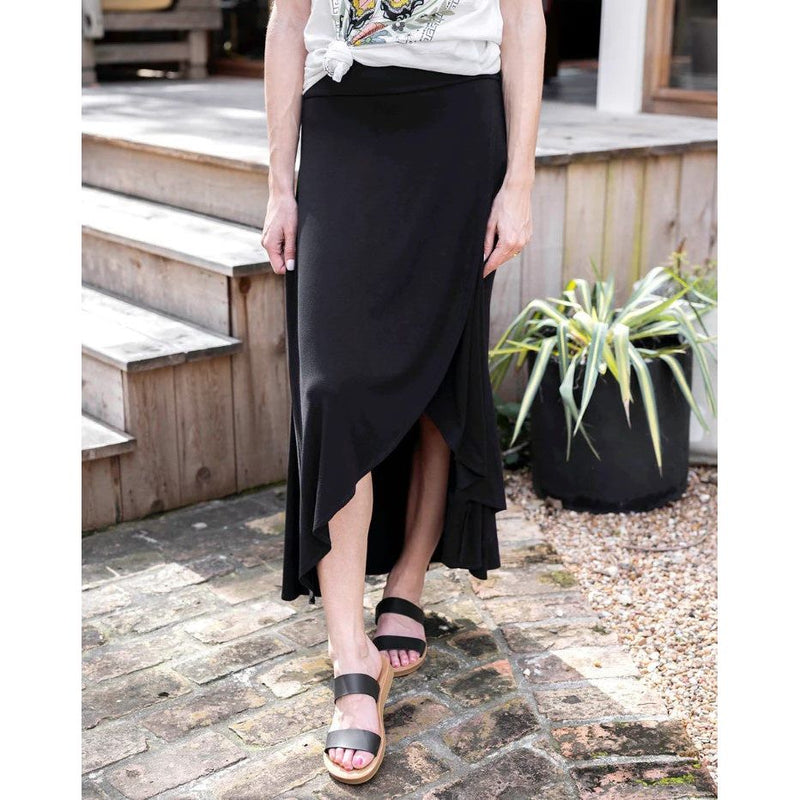 Grace and Lace Wrap High Low Maxi Skirt - Black