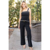 Grace and Lace Border Stripe Knit Tank - Black