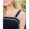 Grace and Lace Border Stripe Knit Tank - Black