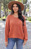 Grace and Lace Boyfriend Slouchy Knit Sweater - Ginger Spice