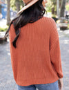 Grace and Lace Boyfriend Slouchy Knit Sweater - Ginger Spice