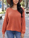 Grace and Lace Boyfriend Slouchy Knit Sweater - Ginger Spice